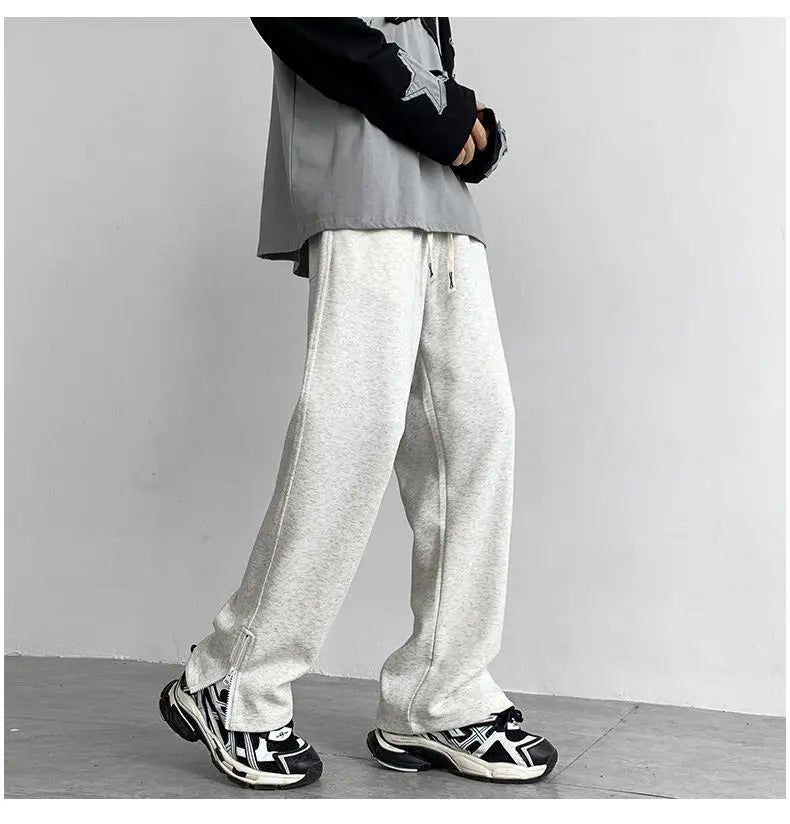 HEARUJOY  -  Black Casual Pants Men Sweatpants Oversized Wide Leg Pants Men Streetwear Loose Grey Straight Sports Pants Mens Joggers Trousers