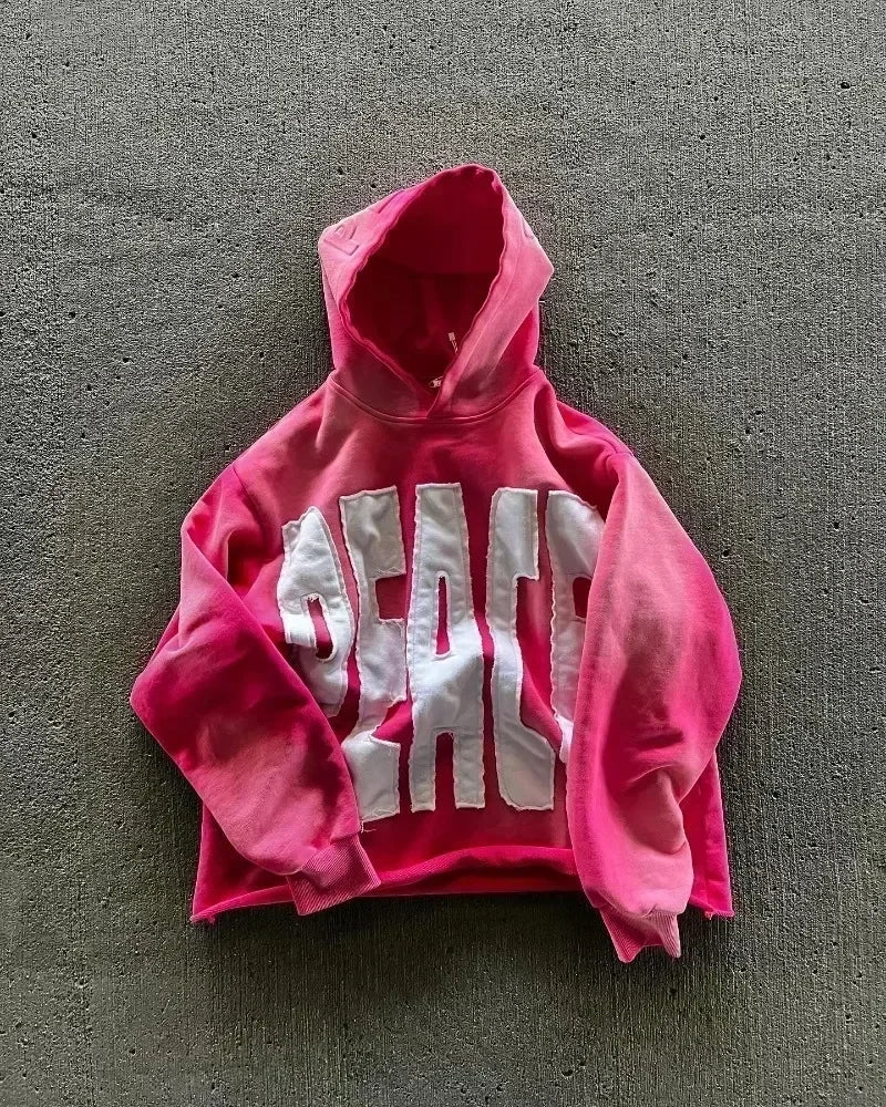 Hearujoy Y2K New Flash Diamond Hoodie American Retro Letter Embroidered Oversized Sweatshirt Men’s Hip Hop Gothic Punk Loose Sports Shirt