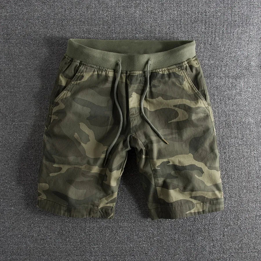 HEARUJOY  -  Summer Men Camouflage Shorts Casual Elastic Waist Comfort Loose Jogging Pants Cotton Cargo Gym Running Shorts Beach Shorts