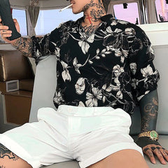 Hearujoy Men Fashion Clothing Summer High Quality Floral Retro Casual Hawaiian Flower Shirt Slim Fit Beach Short Sleeve Shirt Unisex