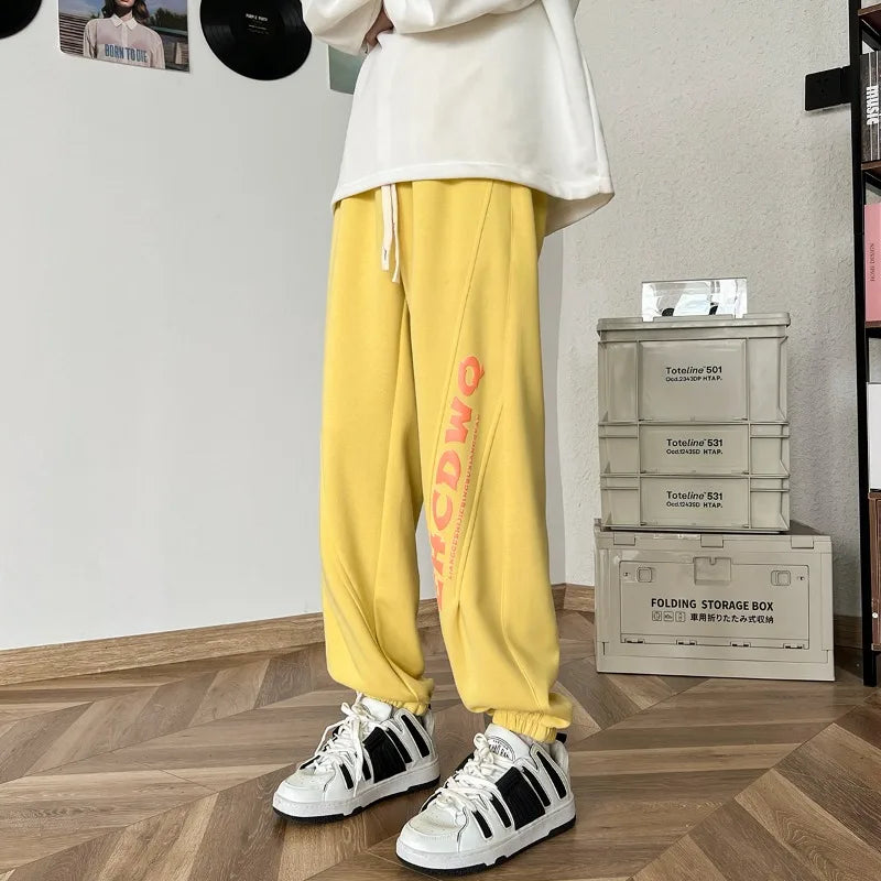 Hearujoy Loose Casual Pants Korean Fashion English Print Baggy Sports Pants Outdoor Street Casual Pants Daily DailyJoggers