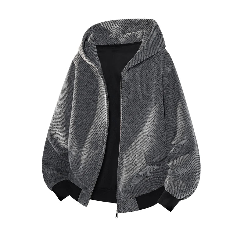 HEARUJOY  -  Y2K Retro Autumn Hoodies For Men and Women Street Hooded Cardigan Long Sleeves Sweatshirts Black Gray Zipper Hoodie 5XL