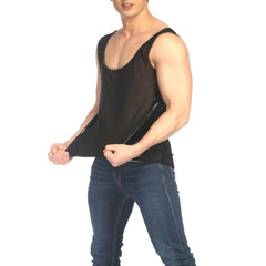 Hearujoy Men Sexy See-Through Mesh Splicing Vest 2024 New Genderless Nightclub Personalized Slim Stage Performance Clothing Unisex