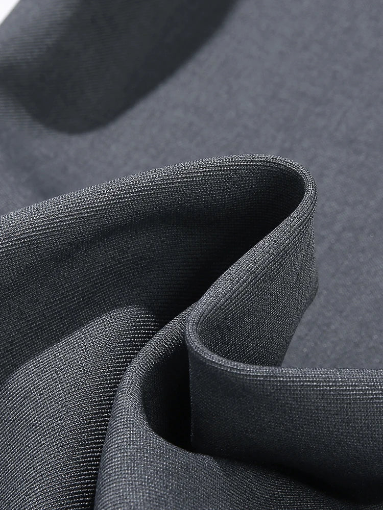 HEARUJOY  -  New Korean Men's Casual Pants Banded Waist Stretch Semi-Wide Pleated Suit Slacks Straight Loose Draped Trousers