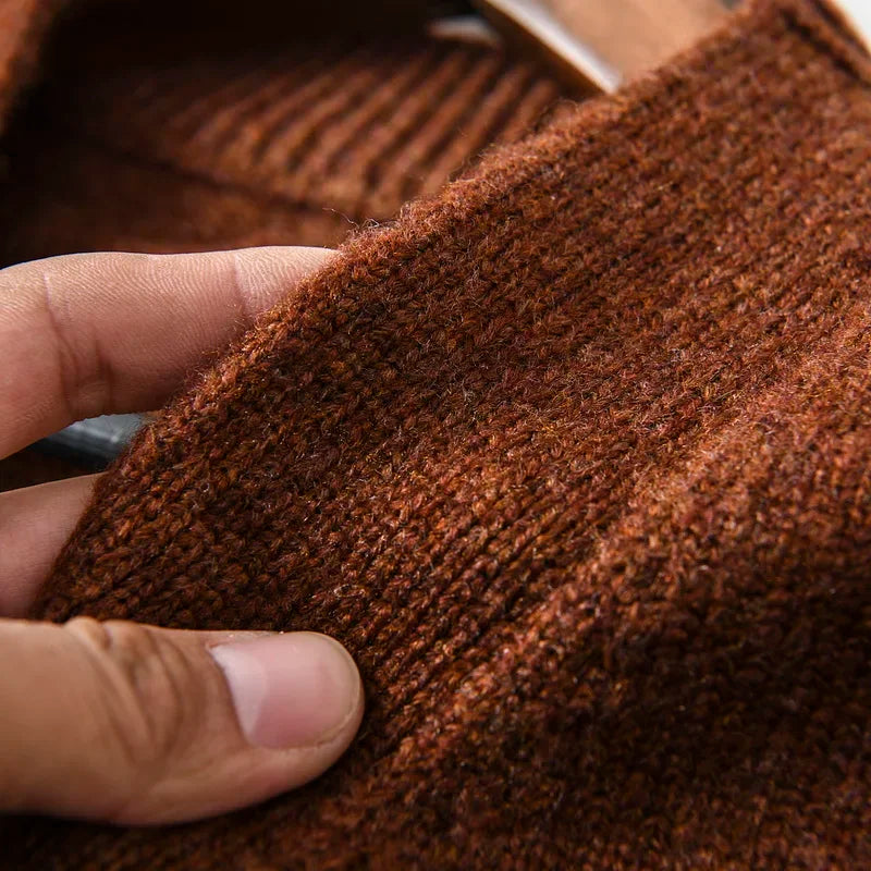 HEARUJOY  -  Men's Thickened Wool V-Neck Cardigan - Winter Warm Minimalist Knit Sweater Layering Top (Trendy) Autumn Winter