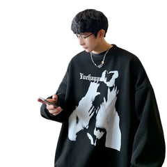 HEARUJOY  -  Men's Oversized Hoodie Black 5XL Hoodies Oversize for Men Funny Print Man Casual Wear Hoody Male Sweatshirt