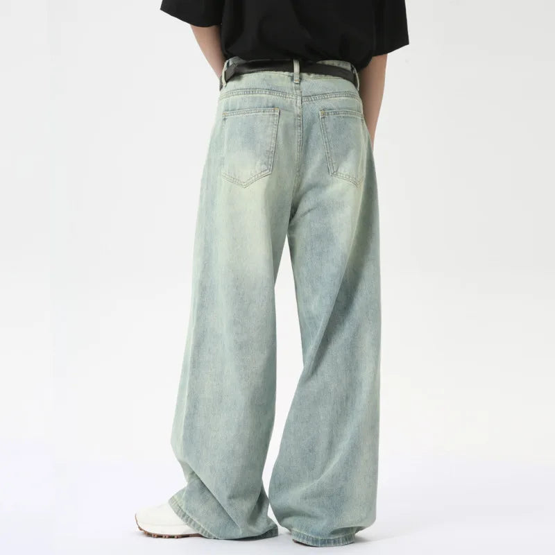 Hearujoy Fashion Men's Denim Pants Summer Straigth Casual Vintage High Street Loose Wide Leg Male Bottom Chic 9C6315