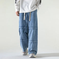 Hearujoy 2024 New Loose Washed Jeans Big Pocket Trousers Male Denim Pants Wide Leg Pant  Casual Streetwear Hip Hop Drawstring Harajuku