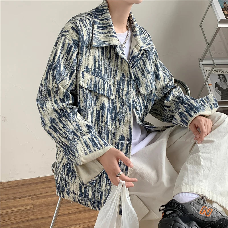 HEARUJOY  -  Vintage Denim Jacket Men's Single-breasted Lapel Denim Jackets Fashion Casual Coat Spring Autumn Male Overcoat