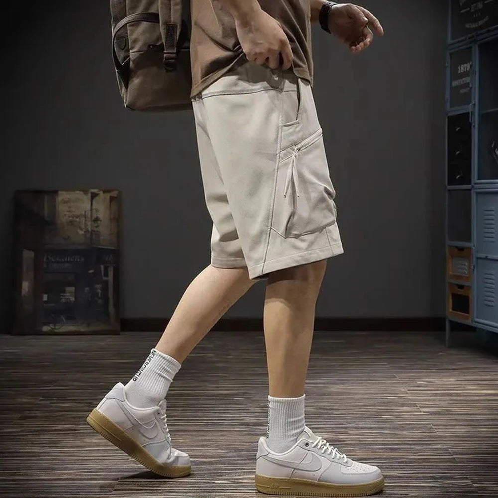 Hearujoy Summer Thin Cargo Shorts Men's Fashionable Sports Casual Medium Pants Loose Straight Versatile Quarter Pants Men