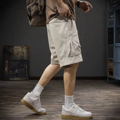 Hearujoy Summer Thin Cargo Shorts Men's Fashionable Sports Casual Medium Pants Loose Straight Versatile Quarter Pants Men