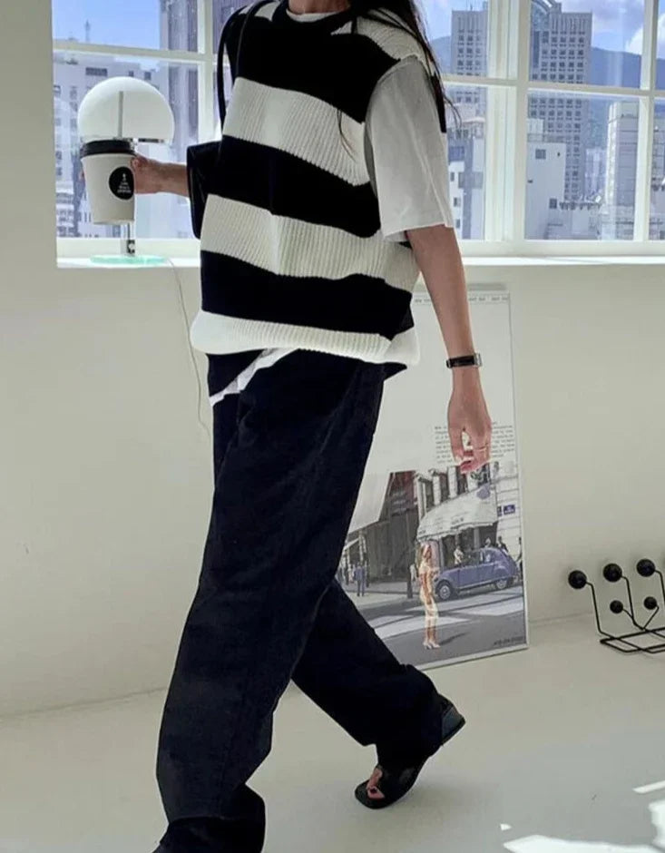 HEARUJOY  -  Waistcoat Sleeveless Long Sweater Man V Neck Knit Vests for Men Korean Popular Clothes Cheap Knitwear Cashmere Elegant Smooth