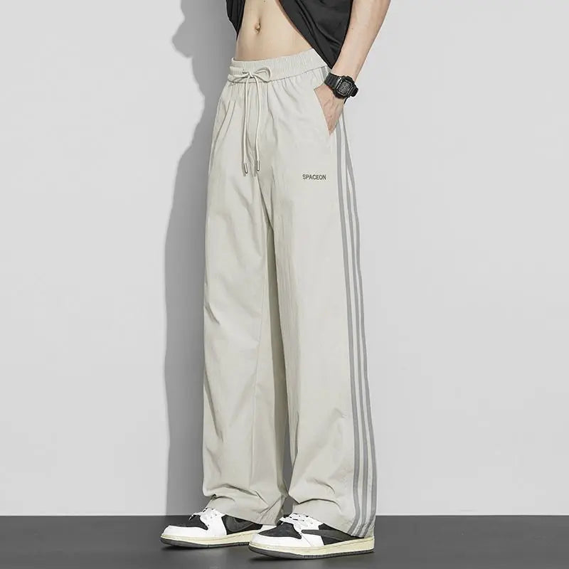 HEARUJOY  -  Ice Silk Men's Summer Lightweight Loose Straight Trousers Quick Dry Casual Pants