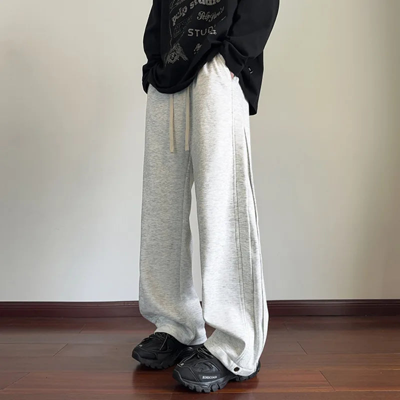 HEARUJOY  -  Black Casual Pants Men Fashion Oversized Wide Leg Pants Men Sweatpants Streetwear Loose Sports Pants Mens Joggers Trousers