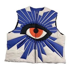 Hearujoy Mens Autumn Winter Eye Printing Y2k Vest Cotton Jacket 2024 New Essential American High Street Casual Loose Jacket For Men