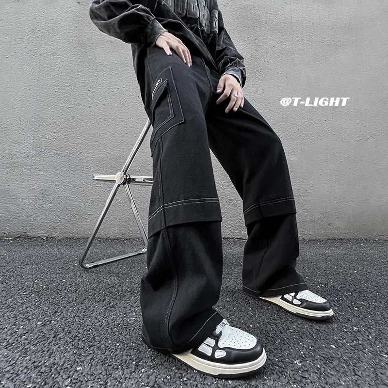 Hearujoy Hip Hop Tooling Pants Men Multi Pockets Cargo Pants Trousers Women Mens Streetwear Casual Pants Straight Loose Joggers Overalls