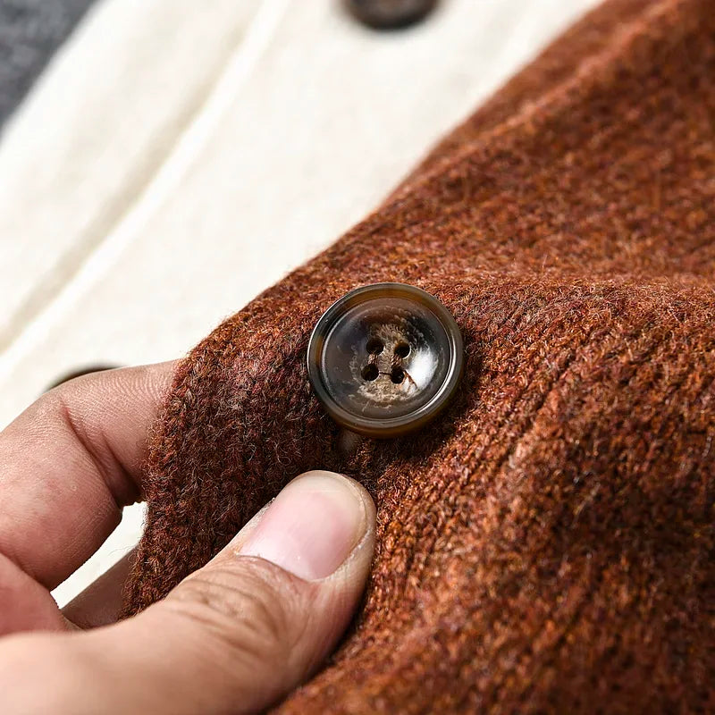 HEARUJOY  -  Men's Thickened Wool V-Neck Cardigan - Winter Warm Minimalist Knit Sweater Layering Top (Trendy) Autumn Winter