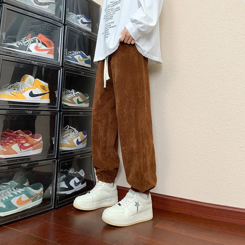 HEARUJOY  -  Autumn New Corduroy Joggers Men Baggy Harem Pants Korean Fashion Men Jogging Sweatpants Woman Casual Trousers Streetwear Men