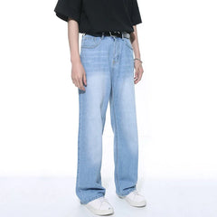 Hearujoy Jeans Korean Wide Leg Denim Pants Loose Zipper Casual Pocket Simple Male Trousers Autumn Fashion Trend 9C5253