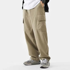 HEARUJOY  -  Spring Autumn New Fashion Elastic High Waist Solid Men's Clothing Casual Pocket All-match Korean Trend Simplicity Straight Pants