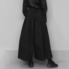 Hearujoy Dark Gothic Style Loose 7-point Hakama Pants 2024 New Trendy Wide Leg Pants Genderless Large Size Design Samurai Pants Unisex