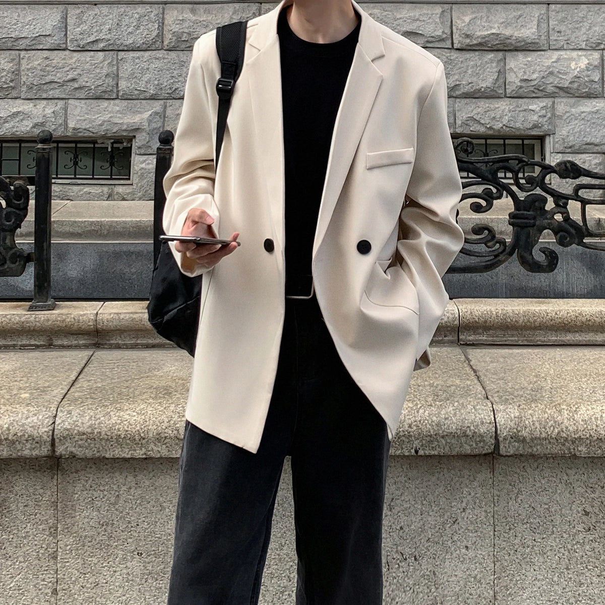 HEARUJOY  -  Spring Summer Men Formal Blazers Men Korean Fashion Loose Casual Dress Jacket Men Harajuku Social Suit Jacket Clothing
