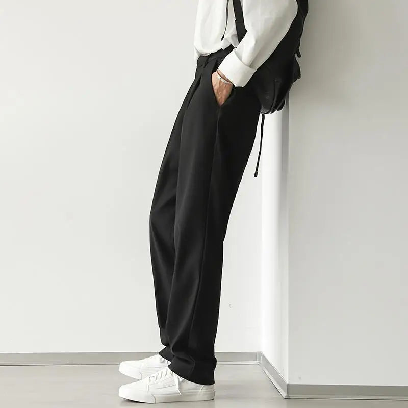 HEARUJOY  -  New Casual Suit Pants Men's Net Version Straight Loose Trousers Trendy Brand