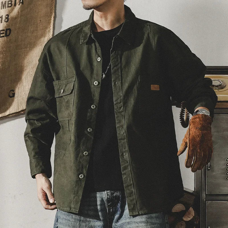 Hearujoy Men's Shirt American Retro Workwear Long-sleeved Loose Hard Hunter Hunting Shirt Men's Spring Fashion Personality Coach Coat New
