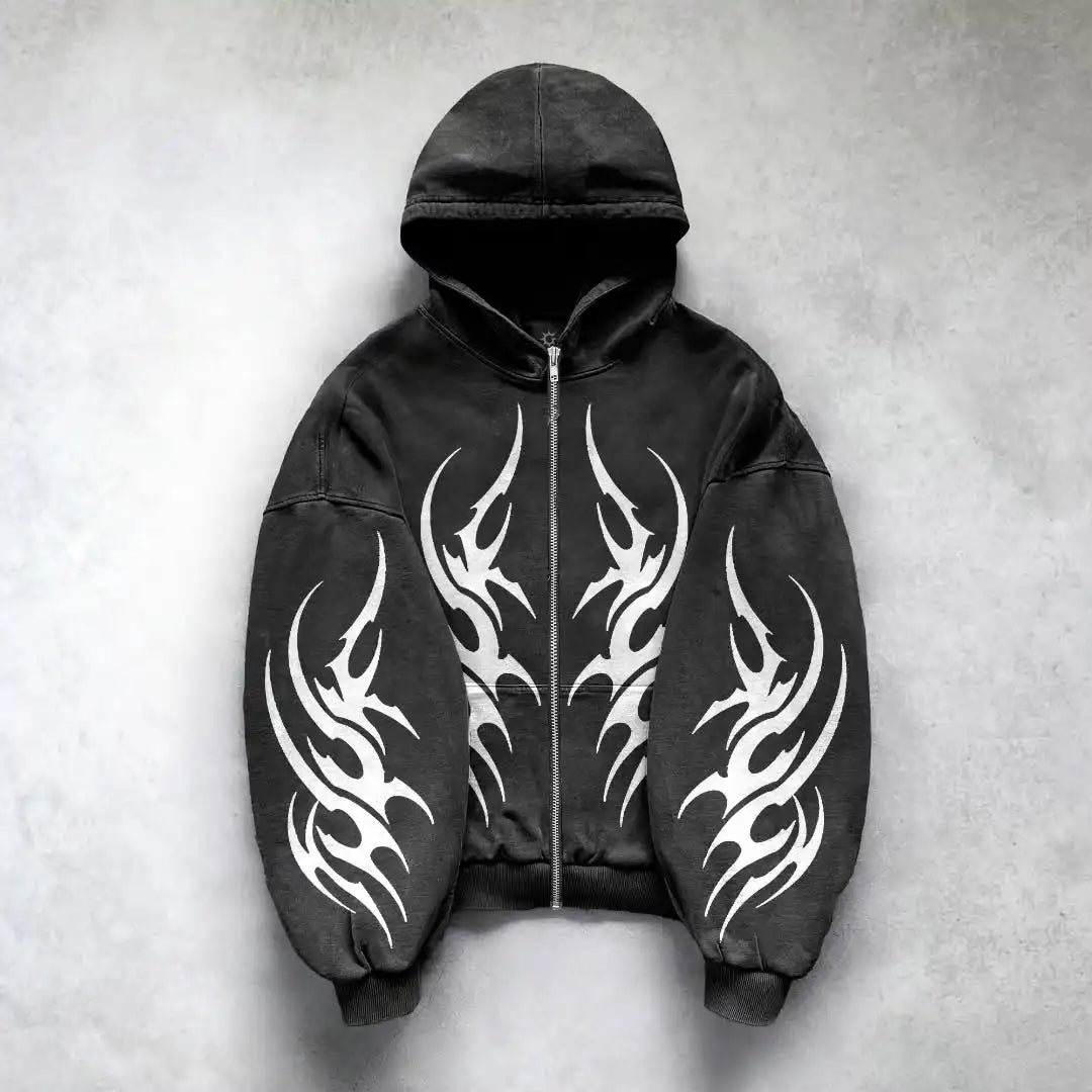 Hearujoy American Gothic Fashion Harajuku Y2K Vintage Punk Solid Color Printed Men Casual Hoodie Couples Casual Hoodie sweatshirt