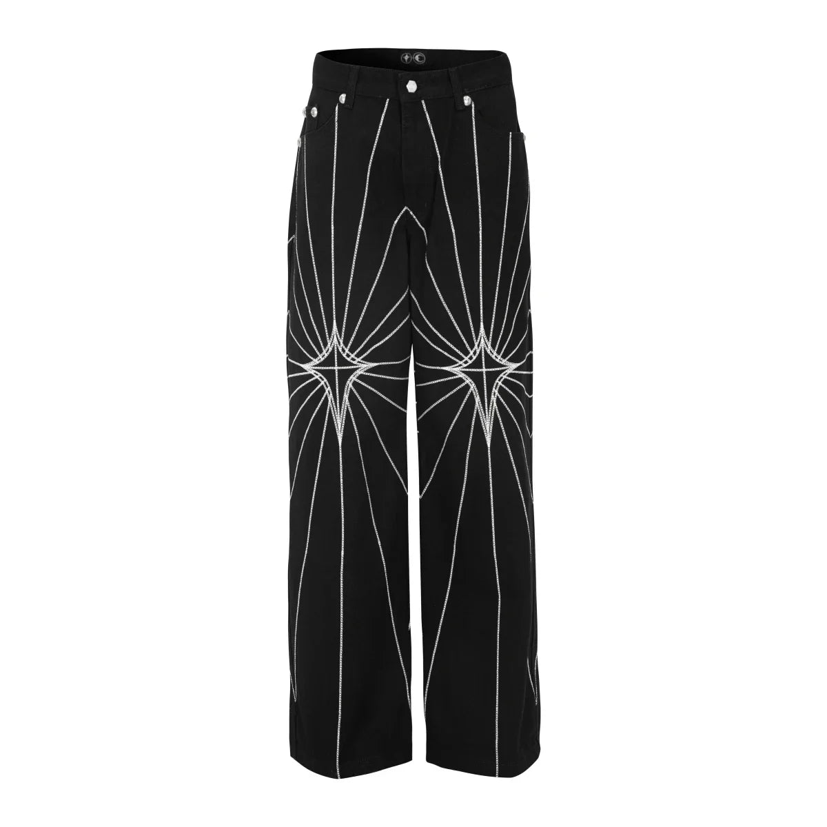 Hearujoy Streetwear Spider Web Embrodiery Black Jeans for Men and Women Straight Ropa Hombre Baggy Denim Trousers Loose Cargo pants