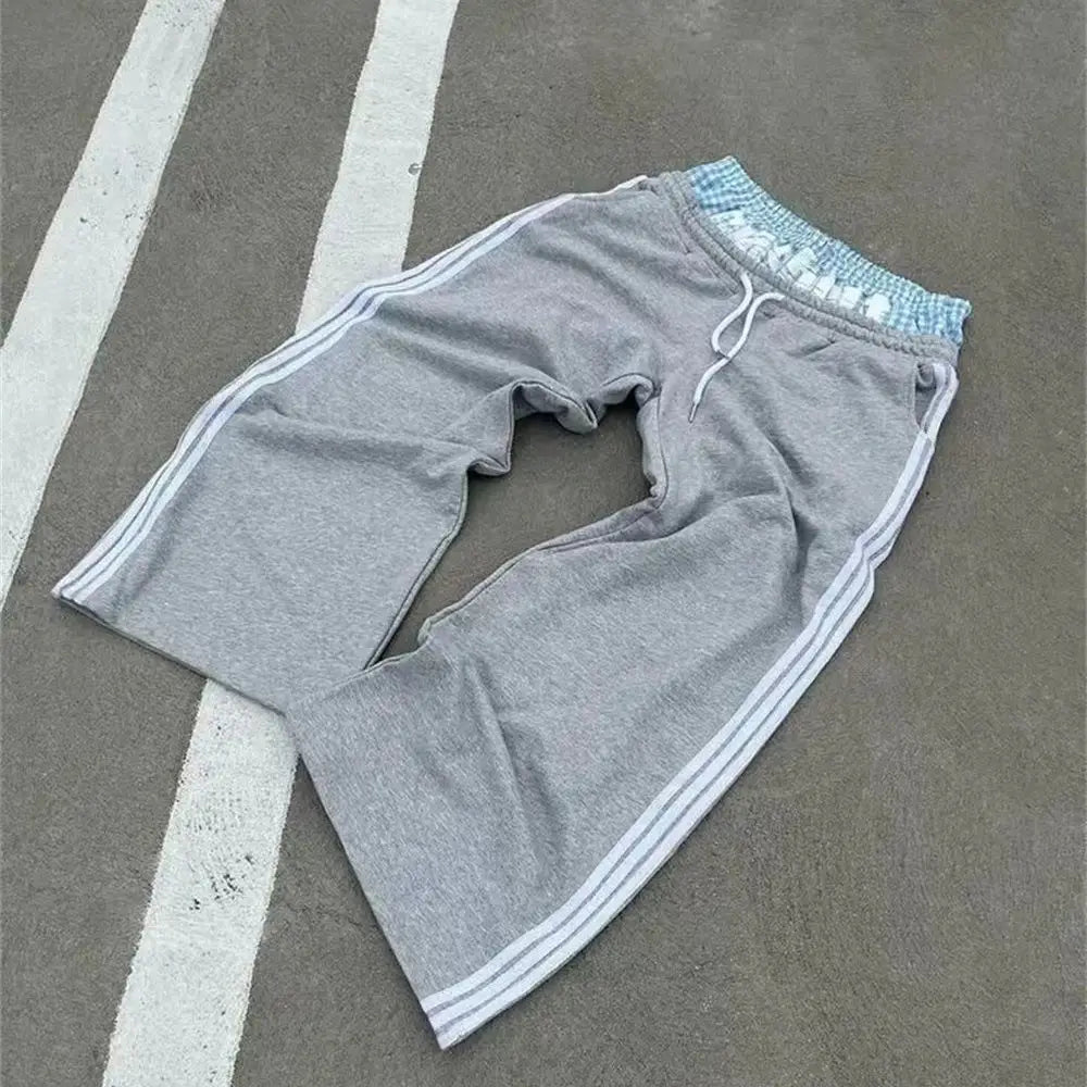 Hearujoy Baggy Pants Double Layer Straight Pants Y2k Side Striped Sweatpants Men's and Women's Loose Wide-leg Trousers Cargo Pant Sets