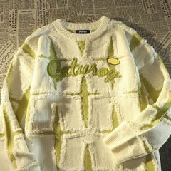HEARUJOY  -  American Retro High Street Star Sweater Men's Spring Autumn Loose Lazy Style Oversize Japanese Knitted Jacket