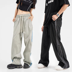 Hearujoy Baggy Sweatpants Men Wide Leg Pants Sports Tracksuit Zipper Slit Oversize Joggers Trousers Male Casual Streetwear