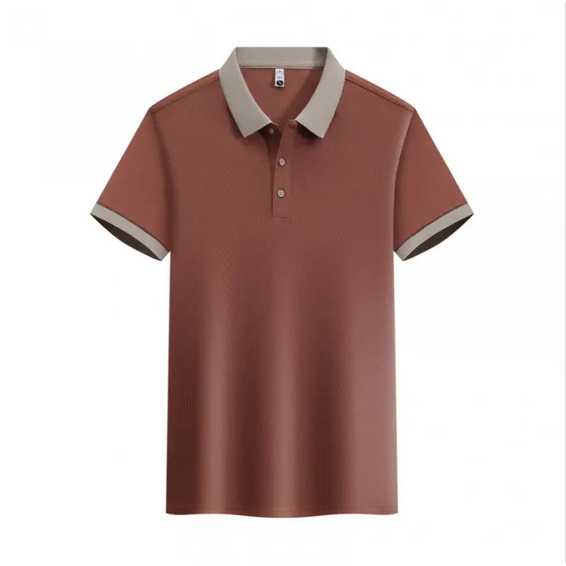 HEARUJOY  -  Summer Men's Clothing Luxury Knit Short Sleeve Polo Shirt Retro Button-down Patchwork Popular Fashion Business Casual T-shirt
