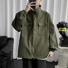 HEARUJOY  -  Work Jacket Men's Spring Autumn Korean Trendy Handsome Tops Ins Brand Loose Stand Collar Jacket