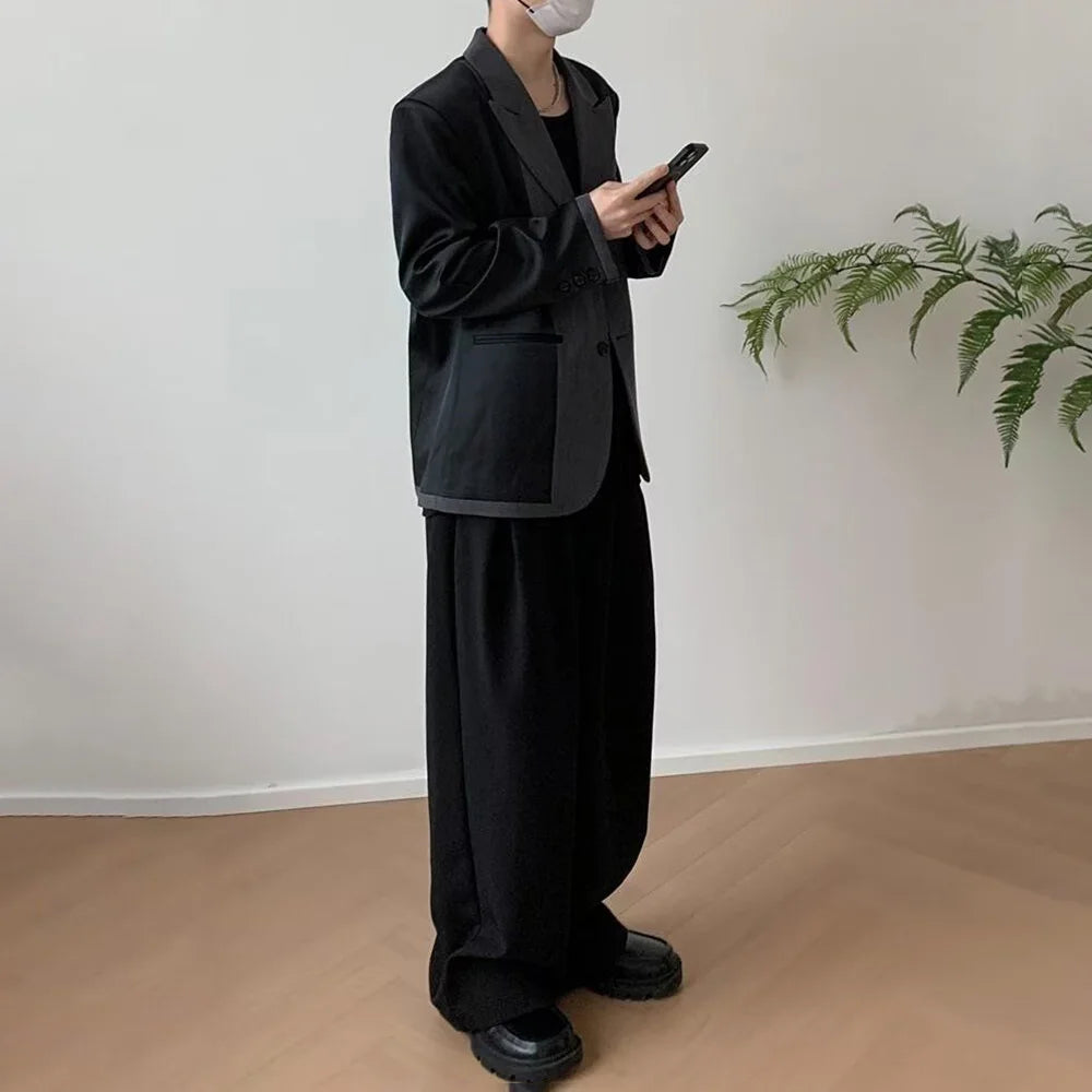 HEARUJOY  -  Mens Suit Trousers Pocket Casual Wide Leg Pants Summer Office Business All-Match Elegant British Straight Pants Men'S Clothing