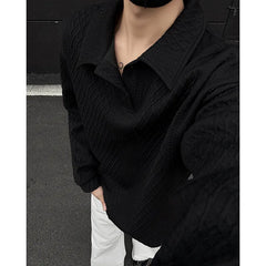 HEARUJOY  -  White Lapel Hoodie Men Fashion Casual Sweatshirt Men Streetwear Korean Loose Pullover Hoodie Mens Polo Shirt Plus Size 4XL