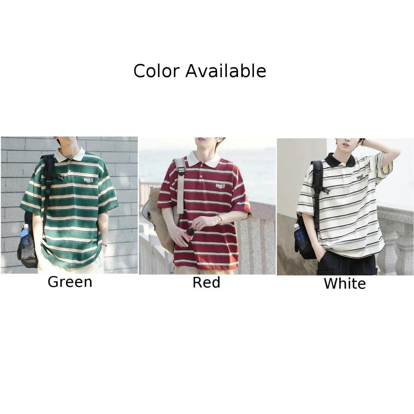 HEARUJOY  -  Casual Summer 2XL Mens Summer T-Shirts Casual Striped Short Sleeve Shirts Vintage Short Sleeve Tops Lapel Neckline