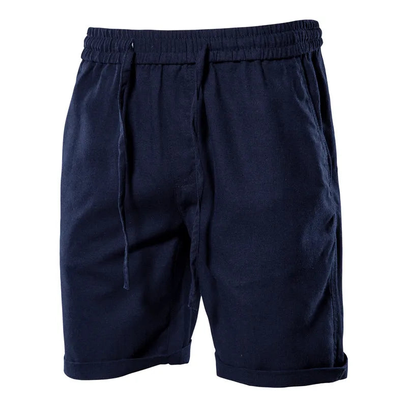Hearujoy Cotton Linen Men's Shorts Solid Color Breathable Casual Gym Shorts Men Summer Beach Fashion Shorts for Men