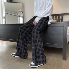 Hearujoy 2024 Autumn Corduroy Pants Men Casual Plaid Straight Pant Male Hip Hop Male Loose Trousers for Man