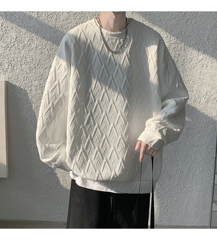 HEARUJOY  -  American Style Men's Crew Neck Sweatshirt Basic Pullover Harajuku Sweatshirt Long Sleeve T-shirt Fashion Men's Clothing 5XL