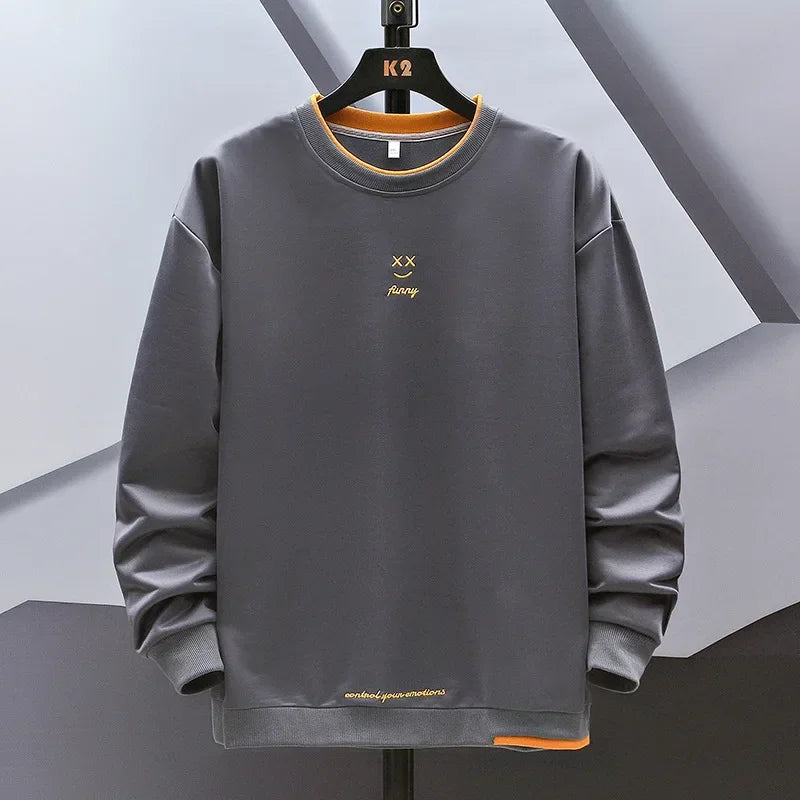 HEARUJOY  -  Men Sweatshirts 2025 Spring Autumn Casual Pullover for Male Oversize Hoodies Letter Embroidery Loose Tops Hip Hop Streetwear