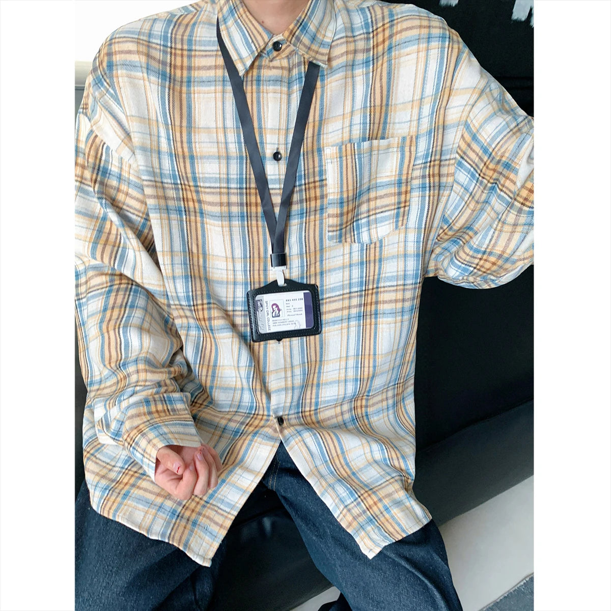 HEARUJOY  -  New Arrival Mens Plaid Shirt Long Sleeve Casual Shirts Dress Shirt Classic Shirts Tops Blouse Male Clothes Outerwear