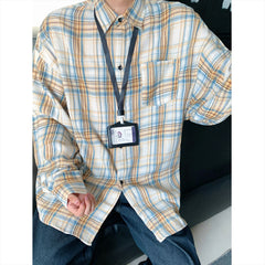 HEARUJOY  -  New Arrival Mens Plaid Shirt Long Sleeve Casual Shirts Dress Shirt Classic Shirts Tops Blouse Male Clothes Outerwear