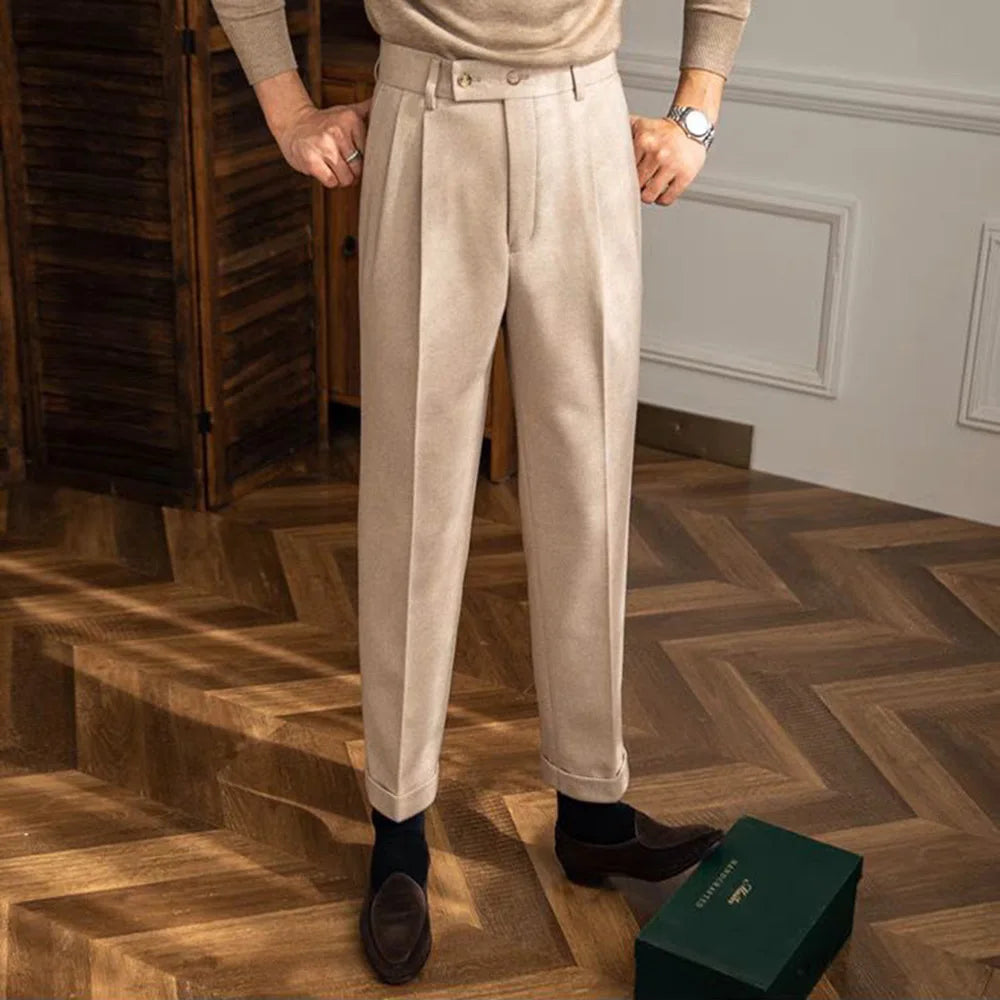 HEARUJOY  -  Mens Suit Pants Office Slacks Business British Trousers Formal Wear High-End Tailored Fit High Waist Straight Suit Pants Autumn