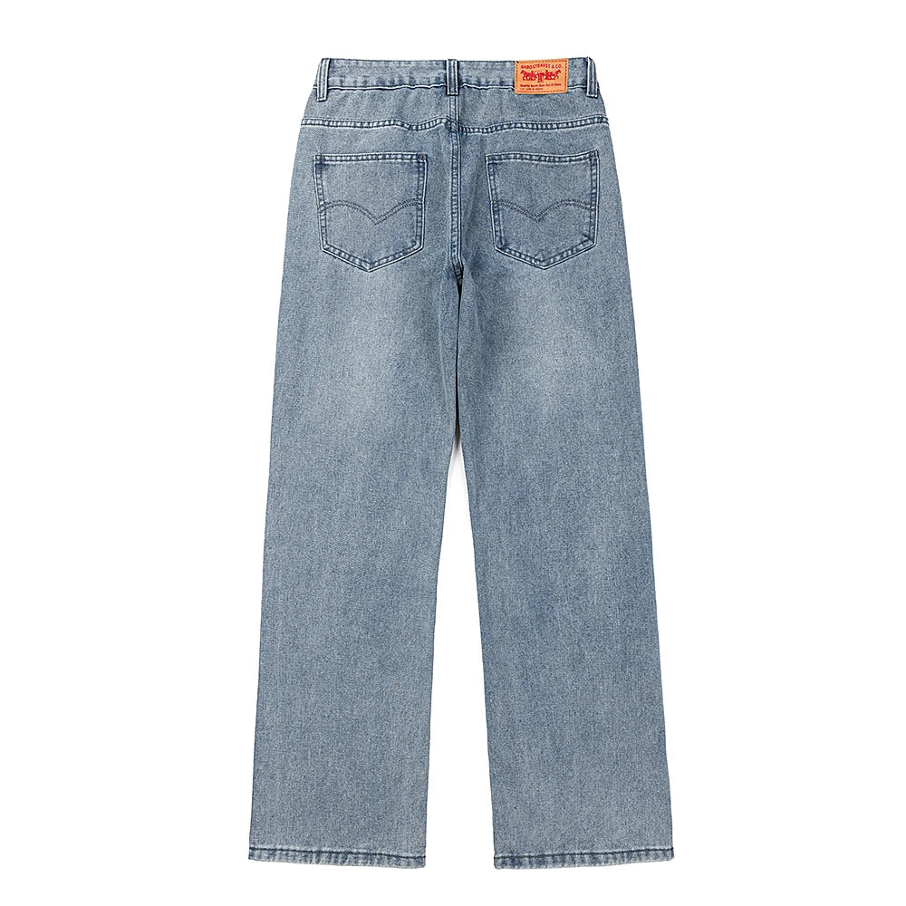 Hearujoy New Streetwear Color Match Baggy Jeans for Men Straight Patchwork Vintage Loose Denim Trousers Oversized Casual Cargo Pants