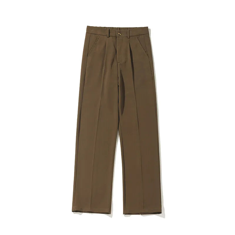 HEARUJOY  -  Brown Black Suit Pants Men Fashion Society Mens Dress Pants Korean Casual Straight Pants Mens Office Formal Trousers Plus Size