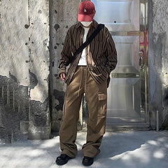 HEARUJOY  -  Spring and Autumn Fashion Loose Shirt Men's American Street Silhouette Retro College Style Handsome Y2K Long Sleeve Top Men