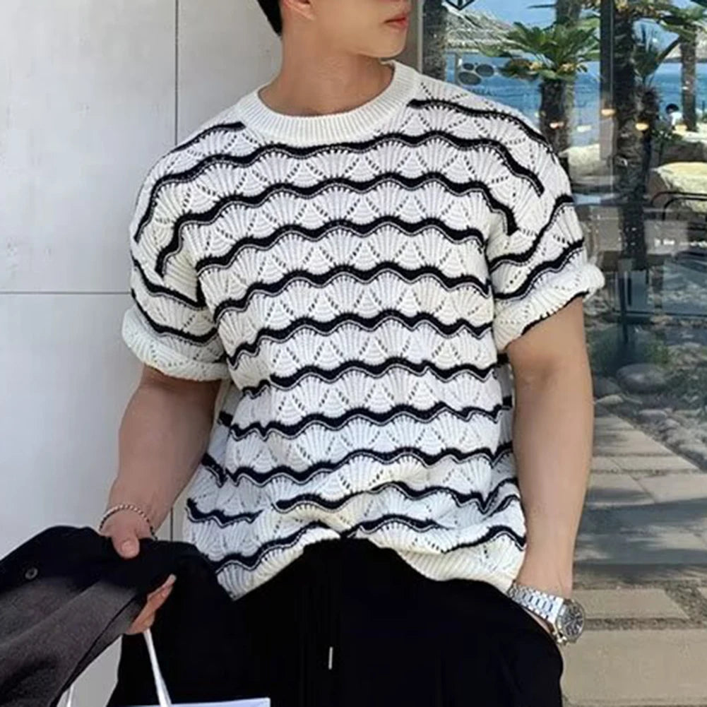 HEARUJOY  -  For Summer Fashion Streetwear Men\'s Fashion Tops Fashion Holiday Male O Neck Streetwear Vacation Casual Daily