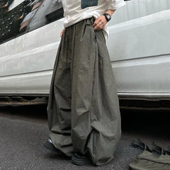 HEARUJOY  -  Spring Summer Loose Casual Soft Flowy Lightweight Wide Leg Shorts for Men Elastic High Waist Korean Fashion